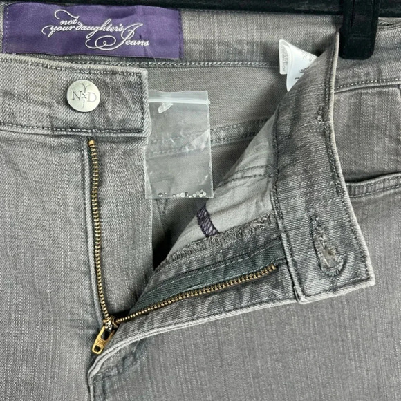 NYDJ Womens Flare Jeans Gray High Rise Stretch Embellished Made in USA 12 Petite - Picture 6 of 12